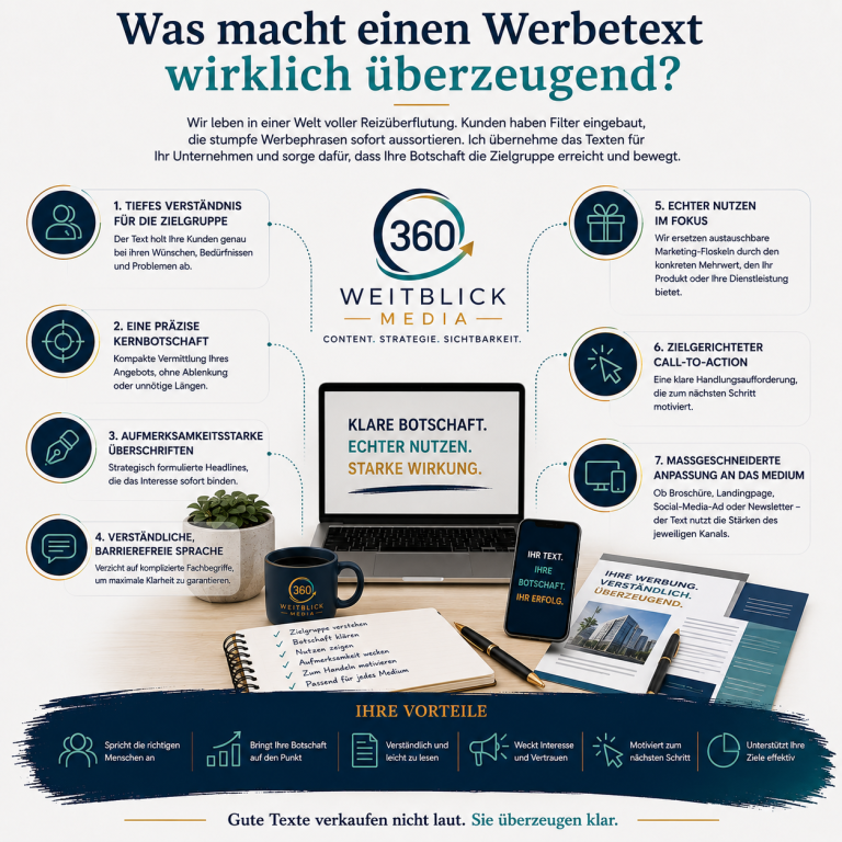 Ein erfolgreicher Social- media beitrag besteht aus vielen Bausteinen. Merhr erfahren - weitblick 360 media1
